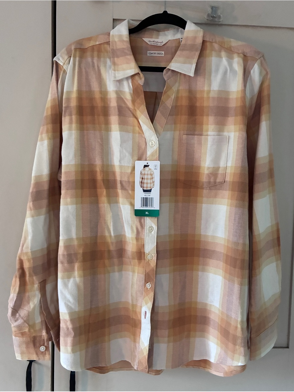 Weatherproof Women's Plaid Button-Up Shirt - Cream & Tan